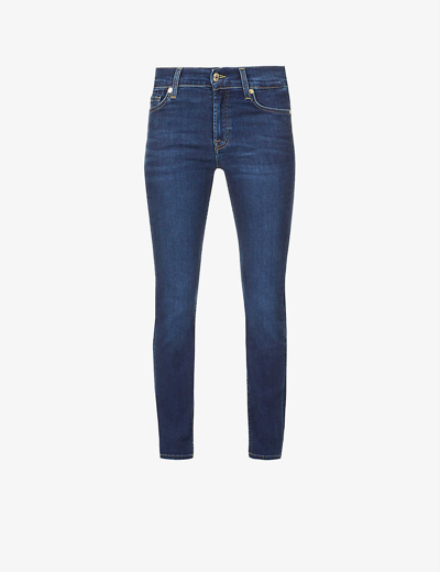 7 For All Mankind Slim Illusion High-rise Cropped Skinny Jeans In Blue