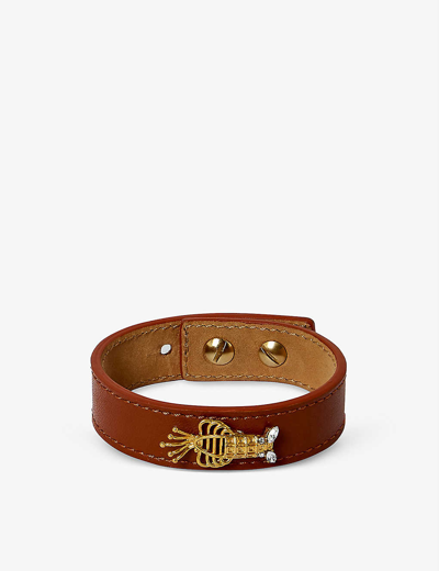 Shop La Maison Couture Women's Brown Sonia Petroff Lobster Leather, 24ct Gold-plated Brass And Swarovski