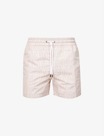 Shop Frescobol Carioca Nevoa Abstract-pattern Regular-fit Recycled-polyester Swim Shorts In Blush