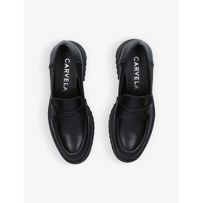 Shop Carvela Women's Black Strong Leather Loafers