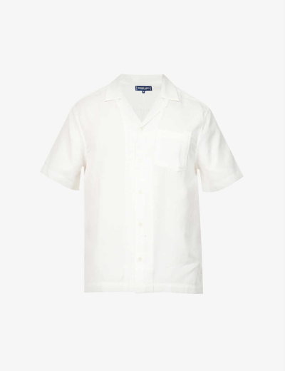 Shop Frescobol Carioca Angelo Patch-pocket Regular-fit Woven Shirt In Ivory