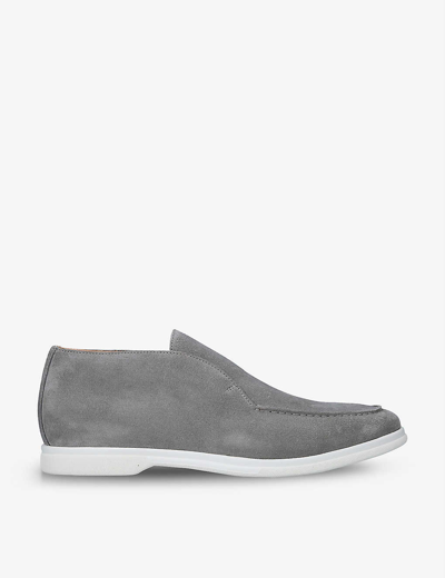 Shop Eleventy Men's Grey Slip-on Suede Ankle Boots