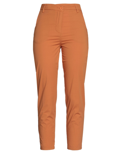 Shop Manila Grace Woman Pants Apricot Size 8 Cotton, Elastane In Orange