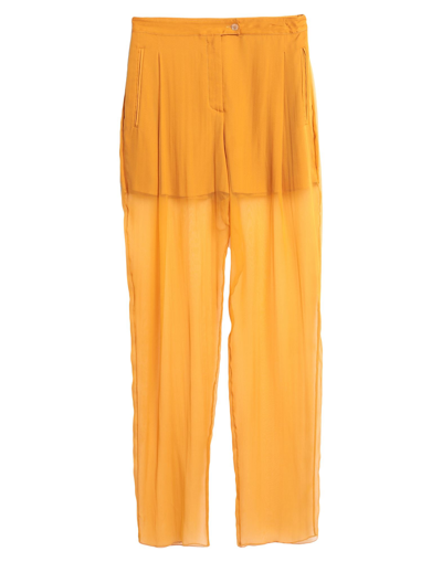 Shop Ferragamo Woman Pants Ocher Size 4 Silk In Yellow