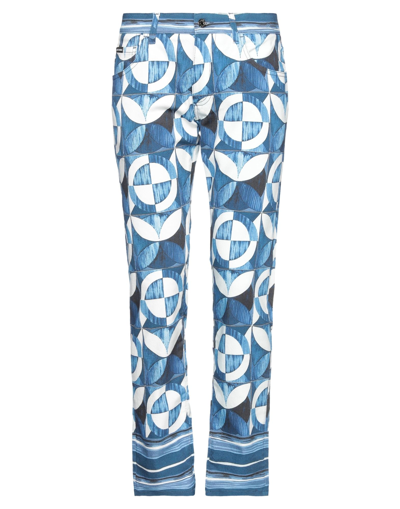 Shop Dolce & Gabbana Man Pants Blue Size 34 Cotton, Elastane