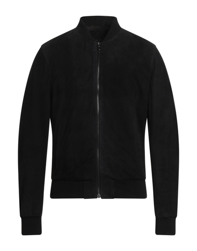 Shop Blouson Man Jacket Black Size 44 Ovine Leather, Wool, Acrylic, Elastane