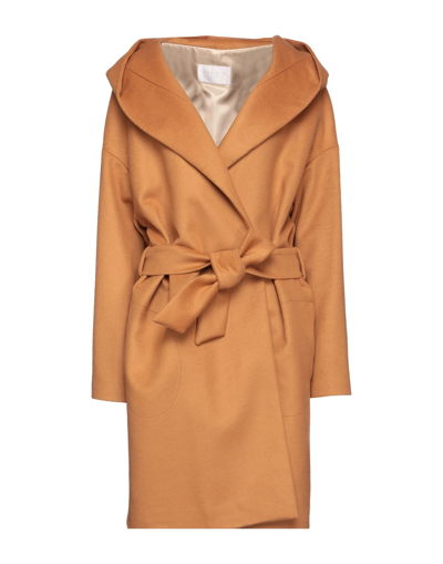 Shop Annie P . Woman Coat Camel Size 4 Virgin Wool, Polyamide, Cashmere In Beige