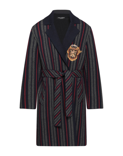 Shop Dolce & Gabbana Man Coat Midnight Blue Size 34 Virgin Wool, Cashmere, Silk, Viscose, Metallic Polyes