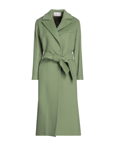 Shop Annie P . Woman Coat Green Size 8 Virgin Wool, Polyamide, Cashmere