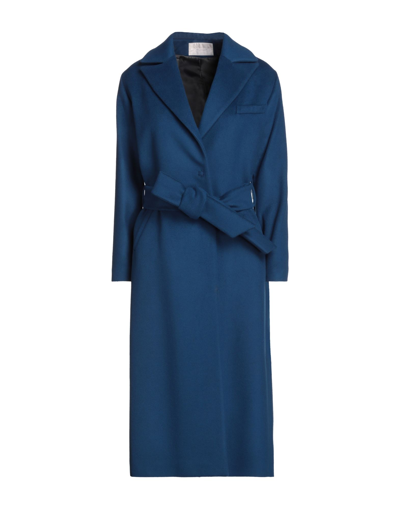 Shop Annie P . Woman Coat Blue Size 4 Virgin Wool, Polyamide, Cashmere