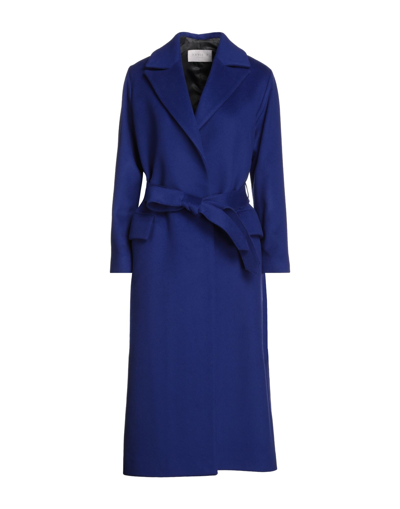 Shop Annie P . Woman Coat Bright Blue Size 10 Virgin Wool, Polyamide, Cashmere