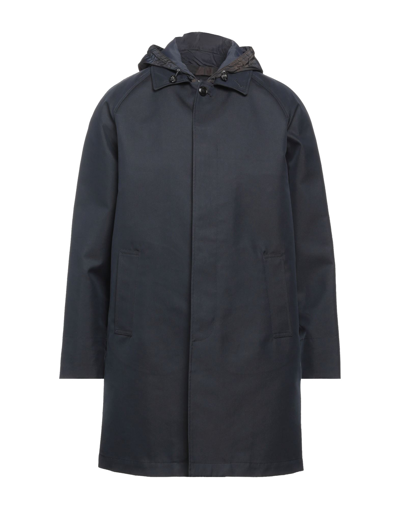 Shop Liu •jo Man Man Overcoat Midnight Blue Size M Cotton, Polyester