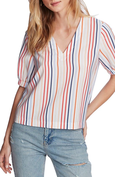 Shop Court & Rowe Tropical Stripe Blouse In Ultra White