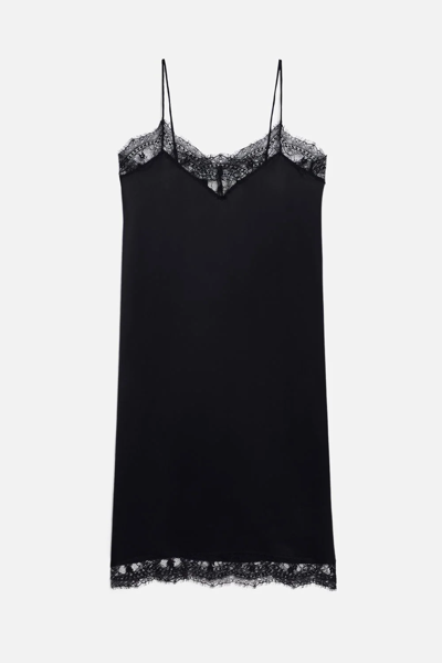 Shop Ami Alexandre Mattiussi Strap Dress With Lace In Black
