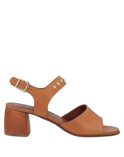 Shop La Corte Della Pelle By Franco Ballin Woman Sandals Tan Size 6 Soft Leather In Brown