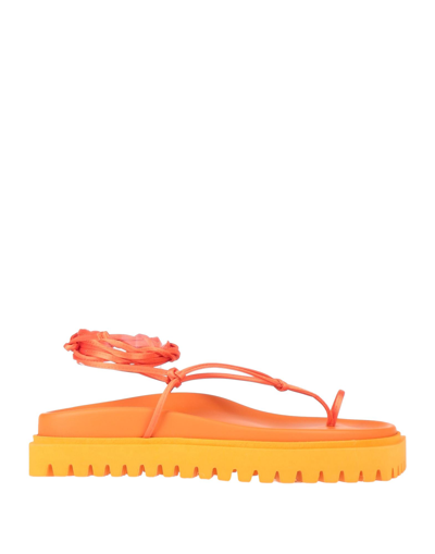 Shop Attico Toe Strap Sandals In Orange