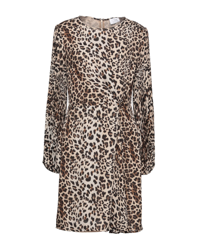 Shop Clips More Woman Mini Dress Beige Size 6 Polyester