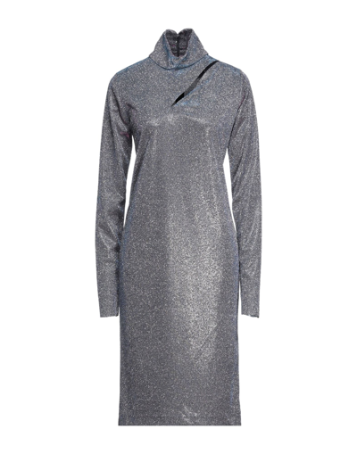 Shop 8pm Woman Midi Dress Silver Size S Polyester