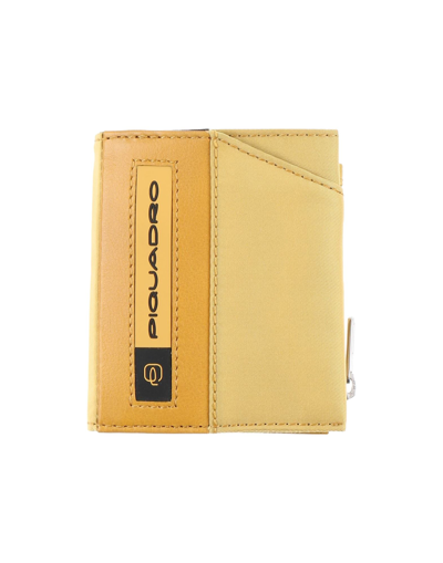 Shop Piquadro Man Wallet Ocher Size - Soft Leather, Textile Fibers In Yellow