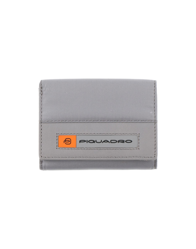 Shop Piquadro Man Wallet Light Grey Size - Econyl, Recycled Polyamide, Bovine Leather
