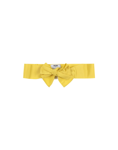 Shop Msgm Woman Belt Yellow Size Onesize Viscose, Cotton