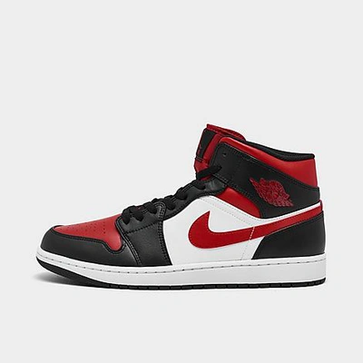 Shop Nike Jordan Air Retro 1 Mid Casual Shoes In Black/fire Red/white