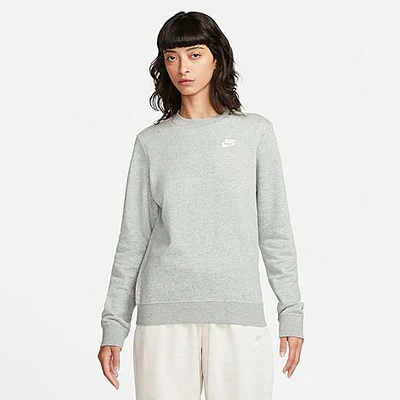Shop Nike Women's Sportswear Club Fleece Crewneck Sweatshirt In Grey