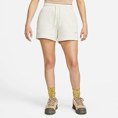 Shop Nike Women's Sportswear Club Fleece Mid-rise Shorts In Oatmeal Heather/white