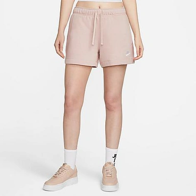 Shop Nike Women's Sportswear Club Fleece Mid-rise Shorts In Pink Oxford/white