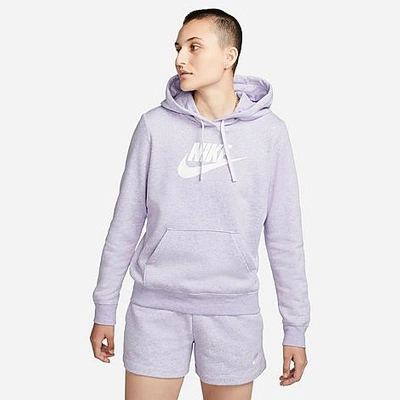 Shop Nike Women's Sportswear Logo Club Fleece Pullover Hoodie In Purple