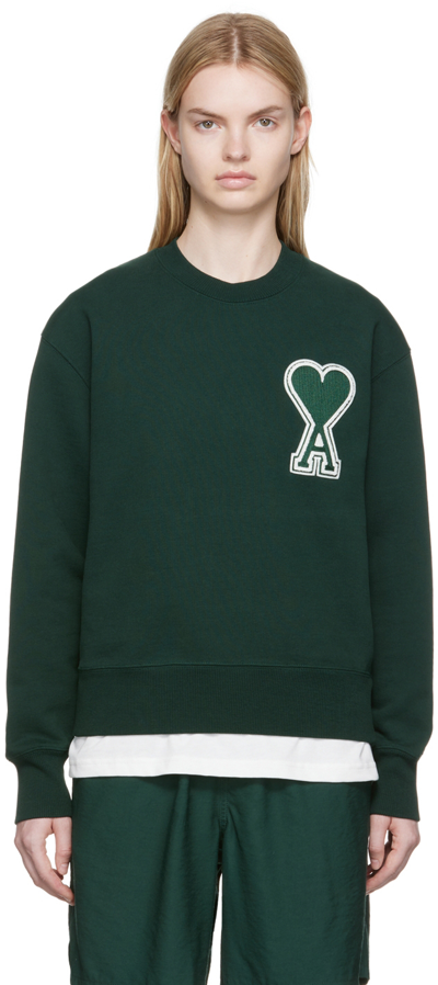 AMI ALEXANDRE MATTIUSSI SSENSE EXCLUSIVE GREEN ORGANIC COTTON SWEATSHIRT 