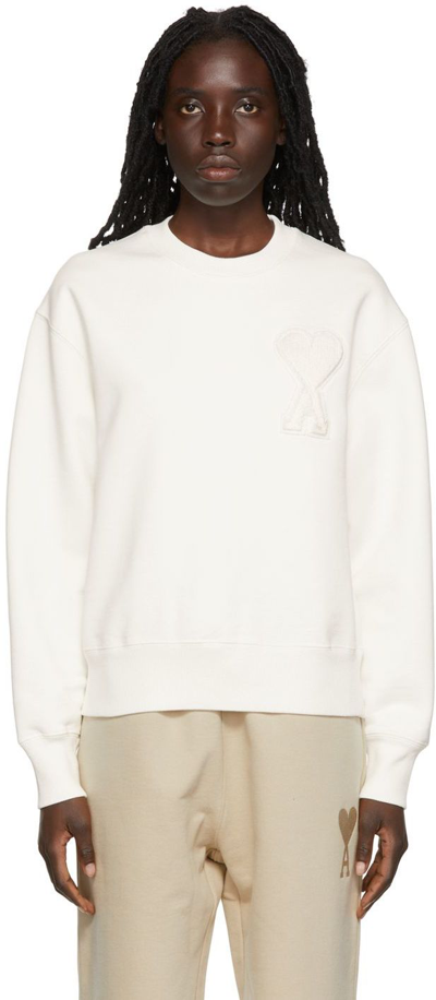 Shop Ami Alexandre Mattiussi Ssense Exclusive White Ami De Cœur Sweatshirt In 100 White