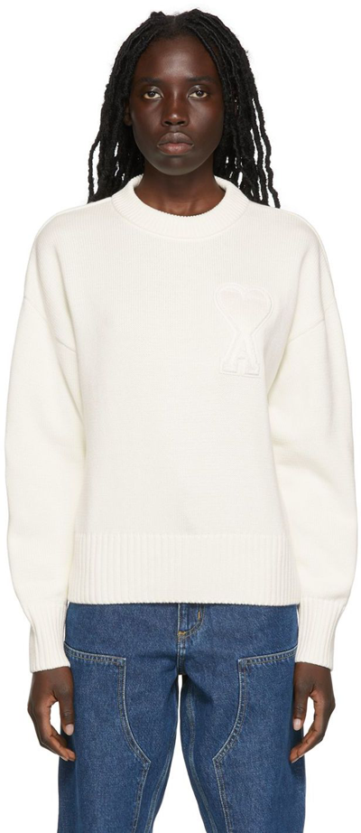 Shop Ami Alexandre Mattiussi Ssense Exclusive White Cotton Sweater In 100 White
