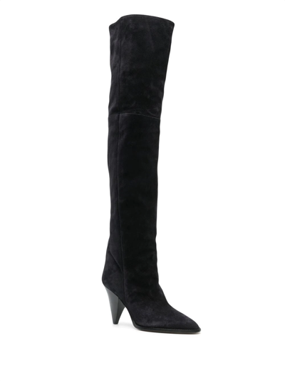 Shop Isabel Marant Riria Suede Thigh-high Boots In Black