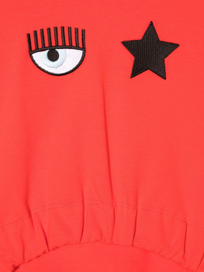 Shop Chiara Ferragni Embroidered-logo Drop-shoulder Sweatshirt In Red