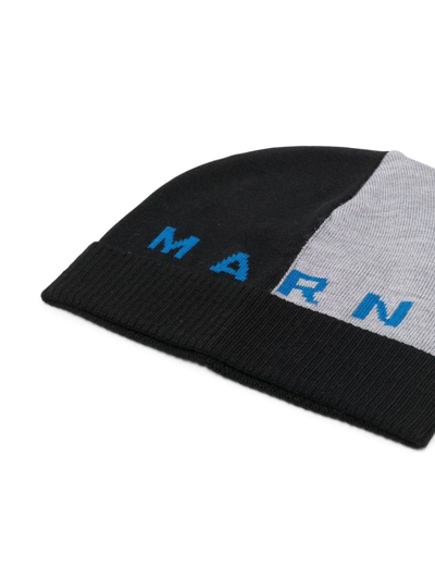 Shop Marni Logo Embroidered Beanie Hat In Black