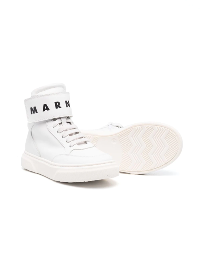Shop Marni Teen Logo-strap High-top Sneakers In White
