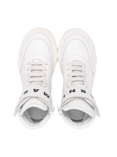 Shop Marni Teen Logo-strap High-top Sneakers In White