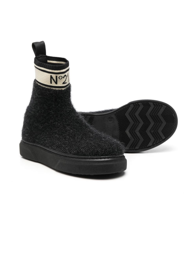 Shop N°21 Teen Logo-intarsia Ankle Boots In Black