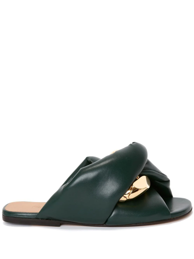 Shop Jw Anderson Chain Twist Faux-leather Sandals In Green