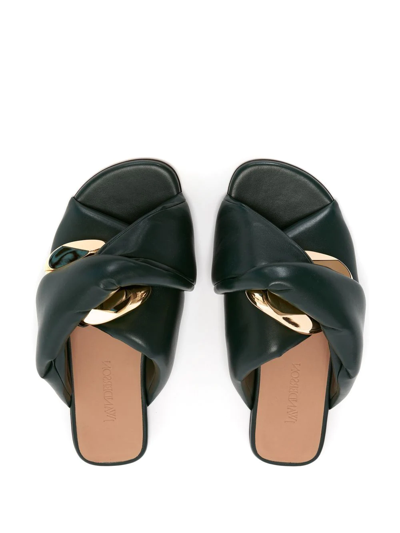 Shop Jw Anderson Chain Twist Faux-leather Sandals In Green