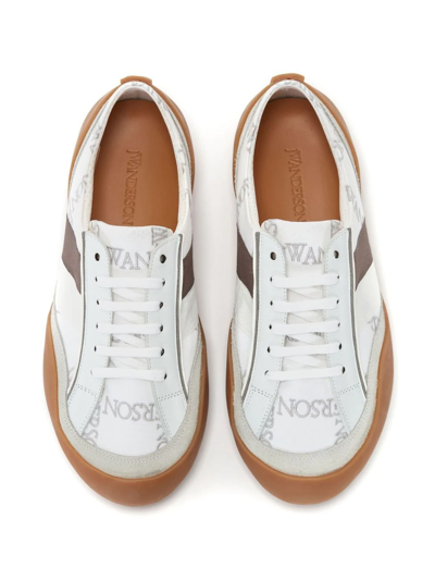Jw Anderson Bubble Low Top Leather & Canvas Sneakers In White