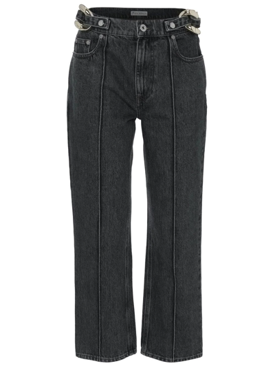 Shop Jw Anderson Chain-detail Straight Leg Cropped Jeans In Black