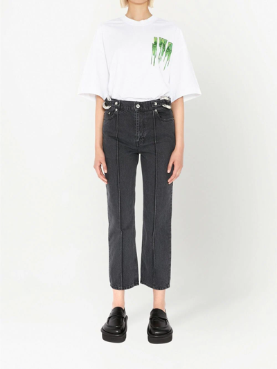 Shop Jw Anderson Chain-detail Straight Leg Cropped Jeans In Black