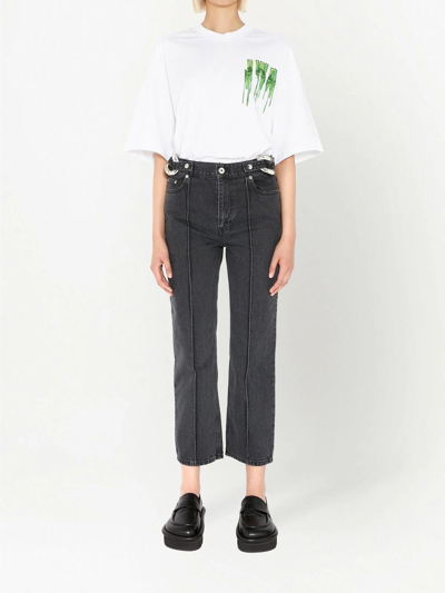 Jw Anderson Chain-detail Straight Leg Cropped Jeans In Black