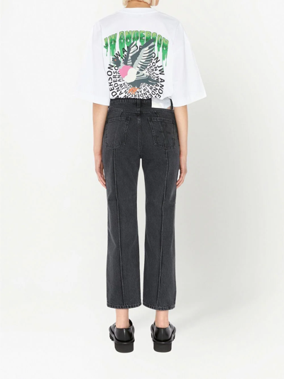 Shop Jw Anderson Chain-detail Straight Leg Cropped Jeans In Black