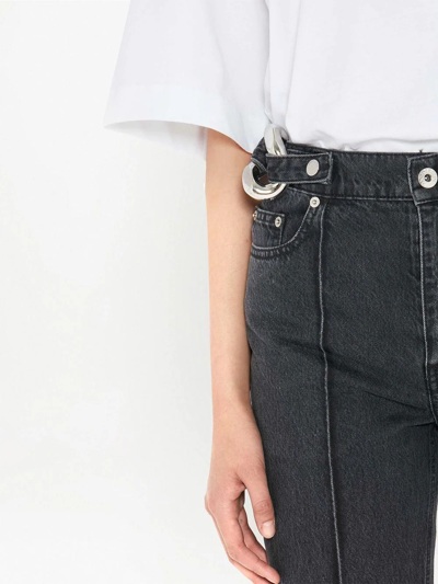 Shop Jw Anderson Chain-detail Straight Leg Cropped Jeans In Black