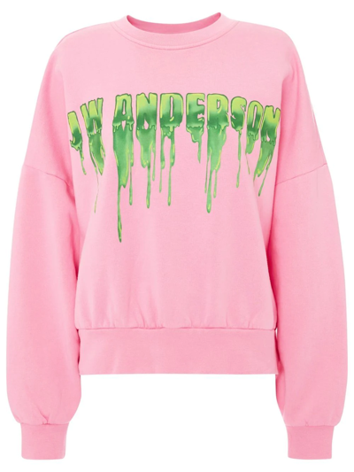 Shop Jw Anderson Slime-logo Cotton Sweatshirt In Pink