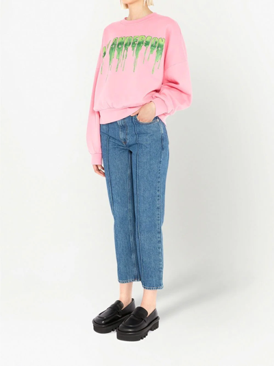 Shop Jw Anderson Slime-logo Cotton Sweatshirt In Pink