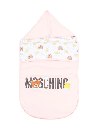 Shop Moschino Teddy Bear-print Sleeping Bag In Pink